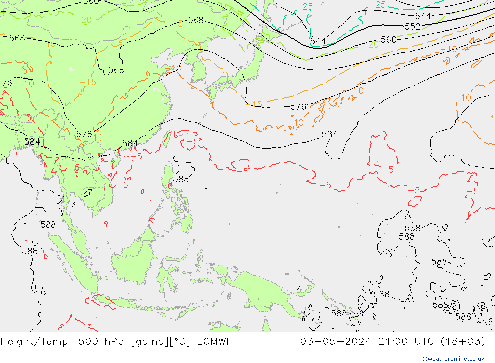 Height/Temp. 500 hPa ECMWF Pá 03.05.2024 21 UTC