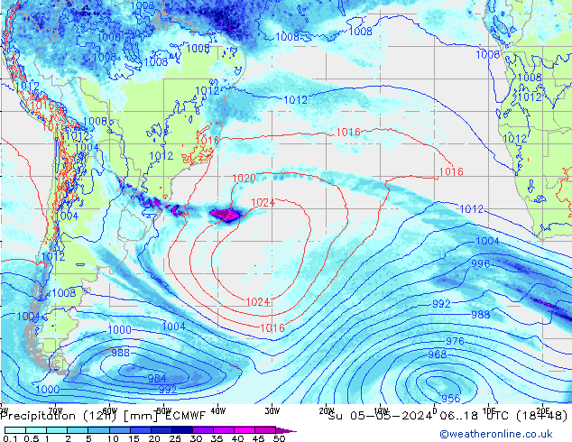 осадки (12h) ECMWF Вс 05.05.2024 18 UTC