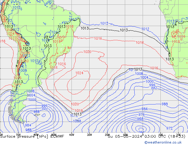 Luchtdruk (Grond) ECMWF zo 05.05.2024 03 UTC