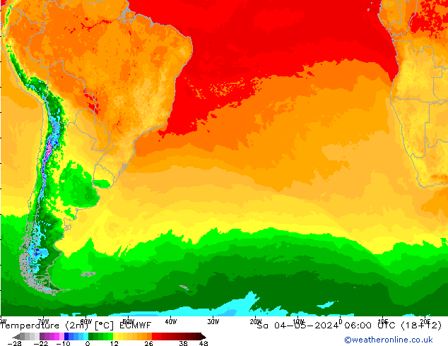 Temperature (2m) ECMWF Sa 04.05.2024 06 UTC