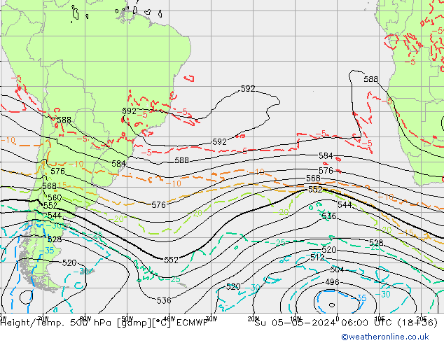 Z500/Rain (+SLP)/Z850 ECMWF dom 05.05.2024 06 UTC