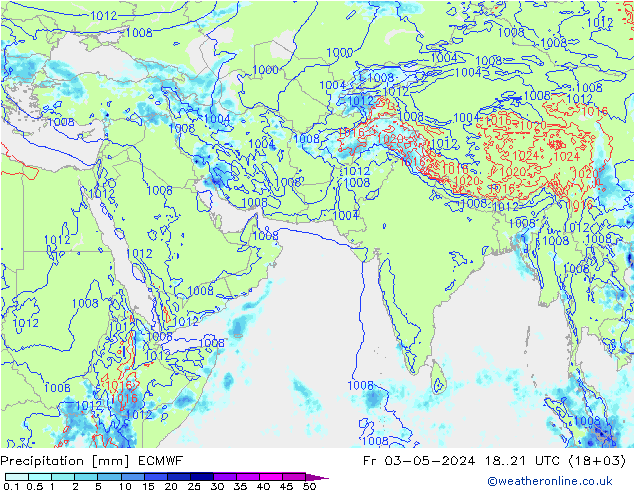降水 ECMWF 星期五 03.05.2024 21 UTC