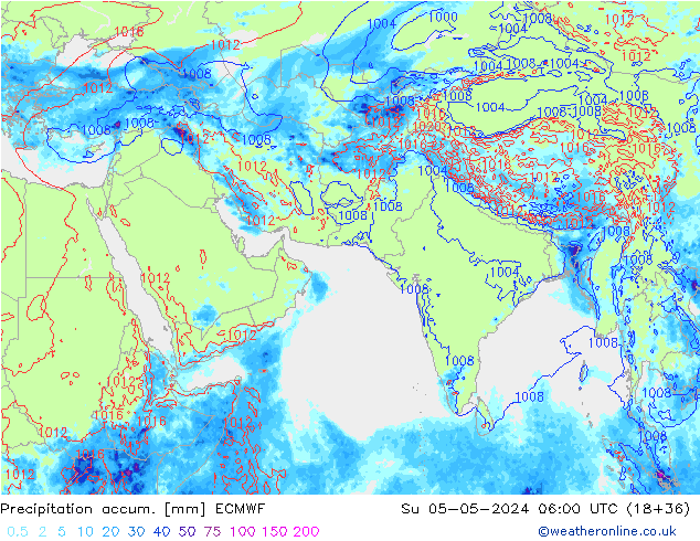 Precipitation accum. ECMWF Su 05.05.2024 06 UTC