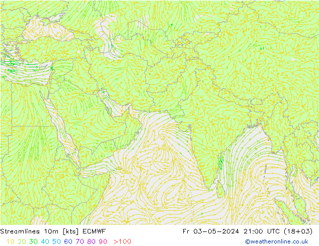 风 10m ECMWF 星期五 03.05.2024 21 UTC