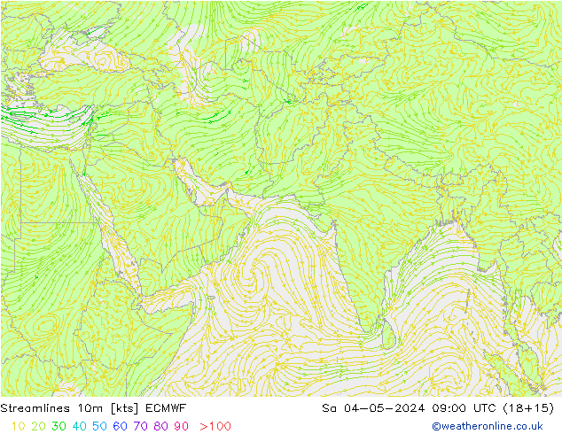 Ligne de courant 10m ECMWF sam 04.05.2024 09 UTC