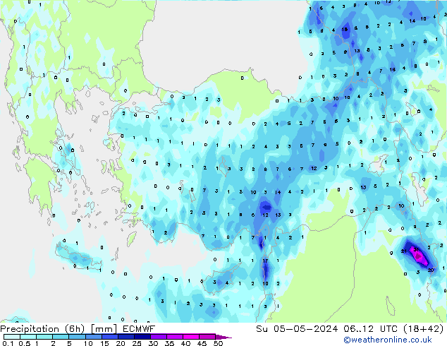 Z500/Regen(+SLP)/Z850 ECMWF zo 05.05.2024 12 UTC