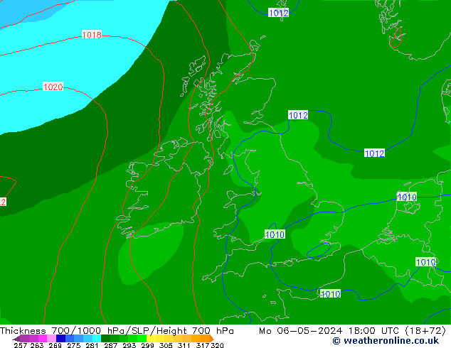 Thck 700-1000 hPa ECMWF Mo 06.05.2024 18 UTC