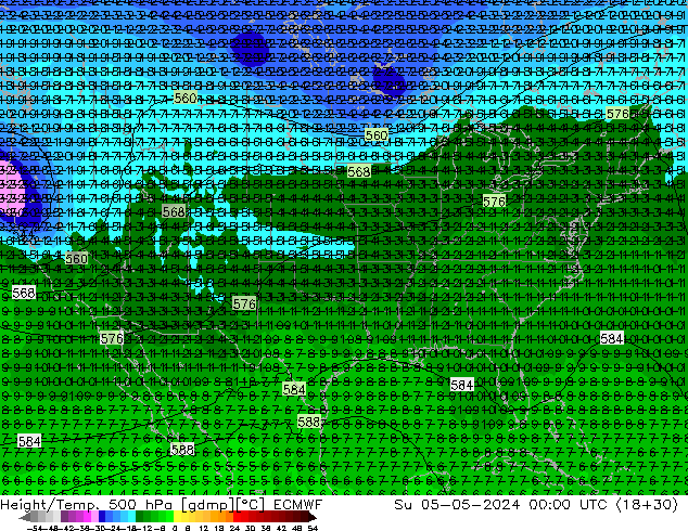 Z500/Rain (+SLP)/Z850 ECMWF Dom 05.05.2024 00 UTC