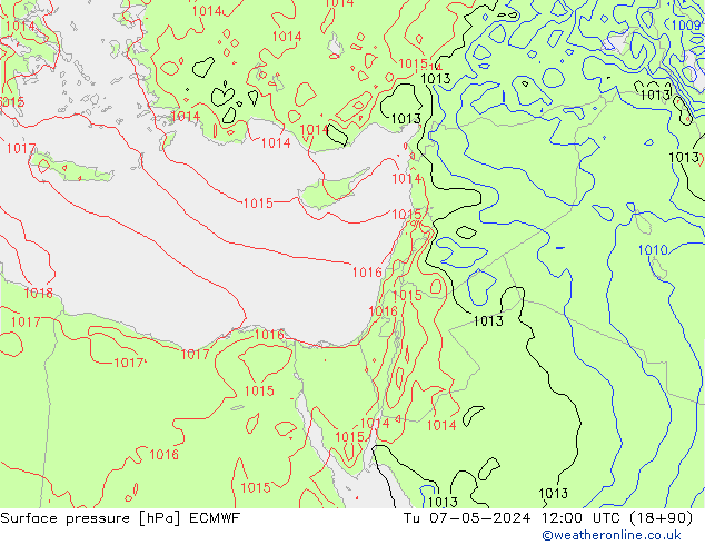 Atmosférický tlak ECMWF Út 07.05.2024 12 UTC