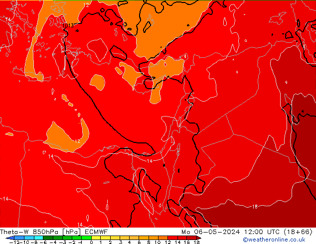 Theta-W 850hPa ECMWF Pzt 06.05.2024 12 UTC