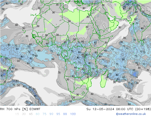 Humidité rel. 700 hPa ECMWF dim 12.05.2024 06 UTC