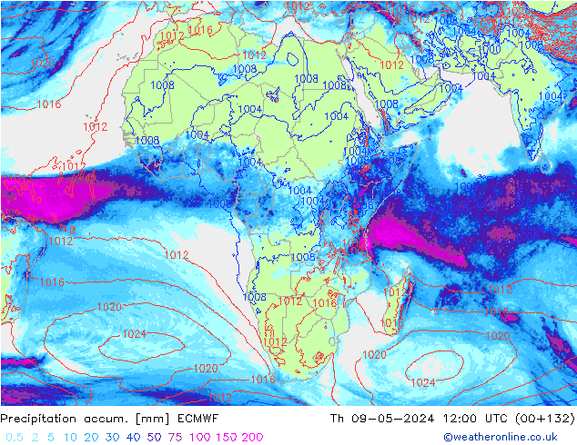 Precipitación acum. ECMWF jue 09.05.2024 12 UTC