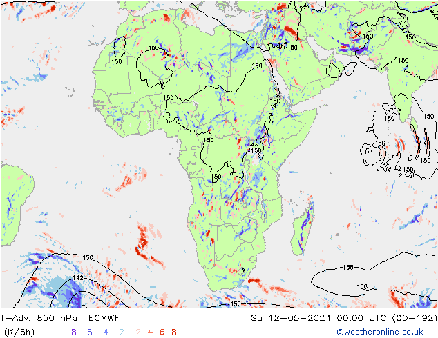 T-Adv. 850 hPa ECMWF zo 12.05.2024 00 UTC