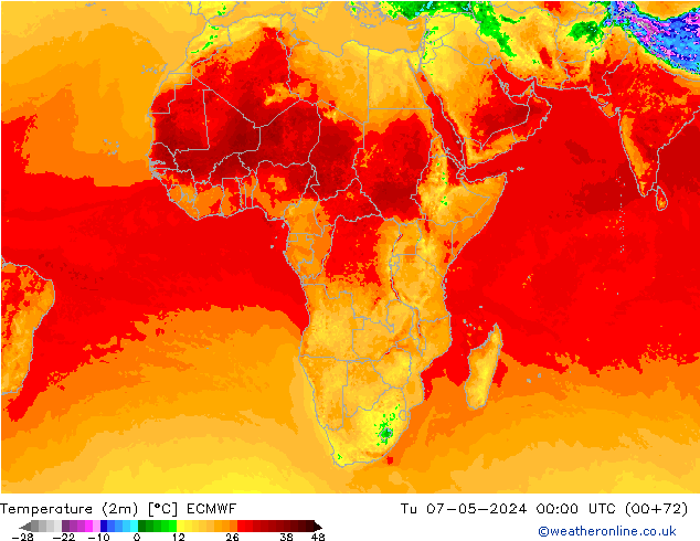 Temperature (2m) ECMWF Tu 07.05.2024 00 UTC