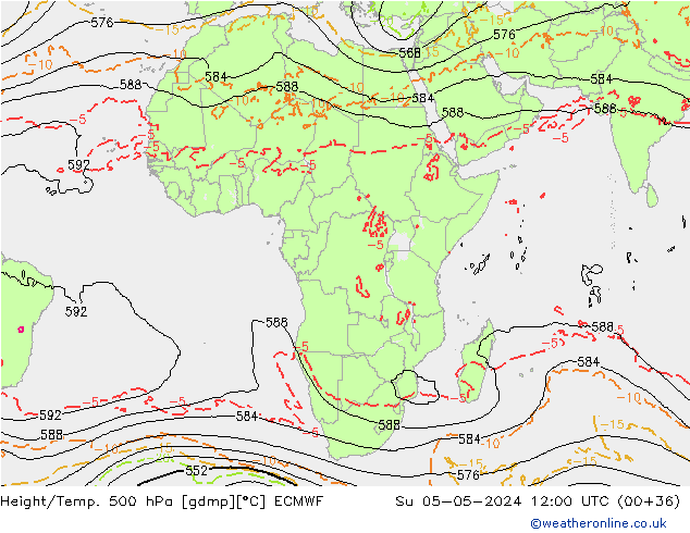 Height/Temp. 500 hPa ECMWF Su 05.05.2024 12 UTC