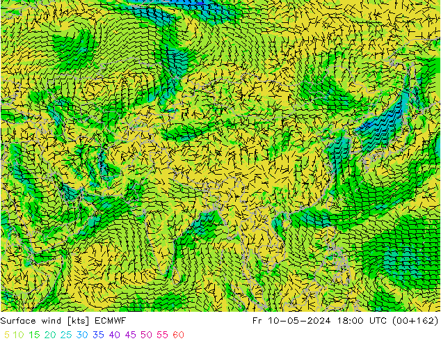 Wind 10 m ECMWF vr 10.05.2024 18 UTC