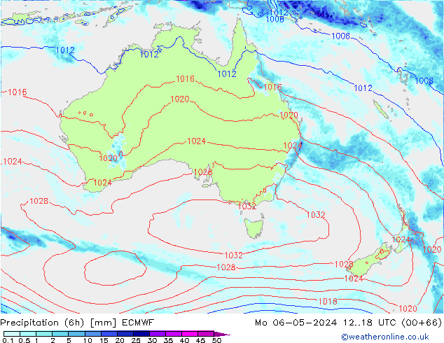 Précipitation (6h) ECMWF lun 06.05.2024 18 UTC