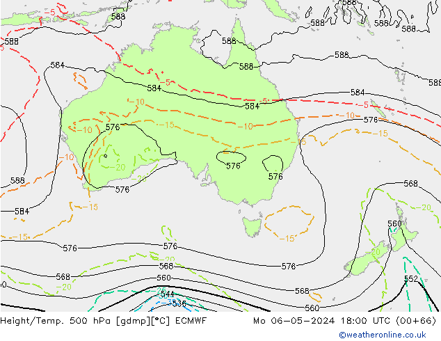 Z500/Rain (+SLP)/Z850 ECMWF lun 06.05.2024 18 UTC