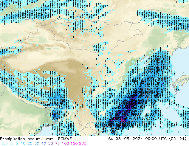 Precipitation accum. ECMWF 星期日 05.05.2024 00 UTC