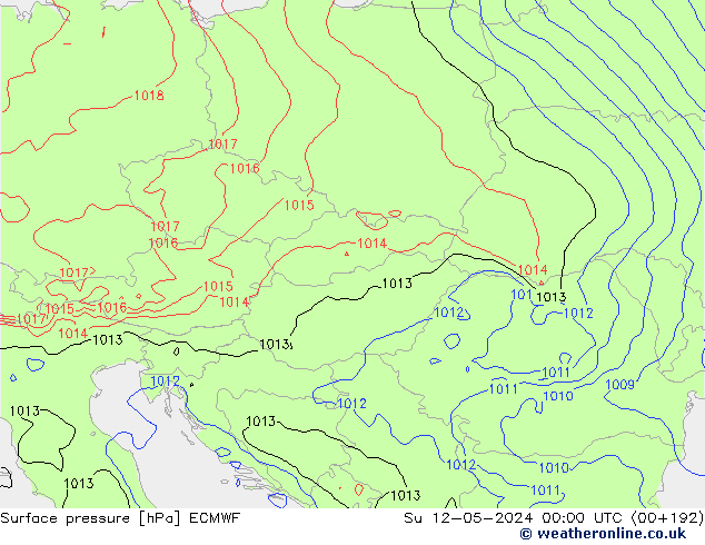 Surface pressure ECMWF Su 12.05.2024 00 UTC