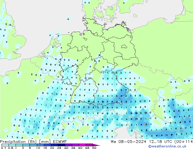 Z500/Yağmur (+YB)/Z850 ECMWF Çar 08.05.2024 18 UTC