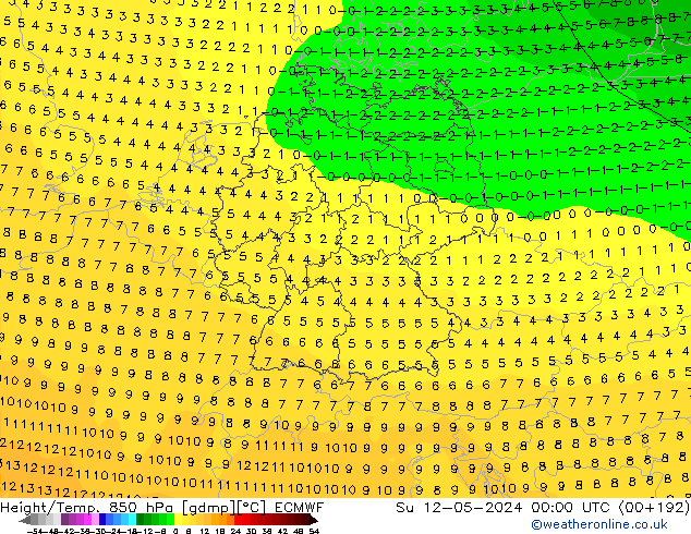 Z500/Rain (+SLP)/Z850 ECMWF Ne 12.05.2024 00 UTC