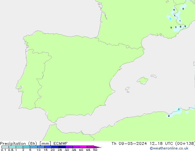 Z500/Rain (+SLP)/Z850 ECMWF Čt 09.05.2024 18 UTC