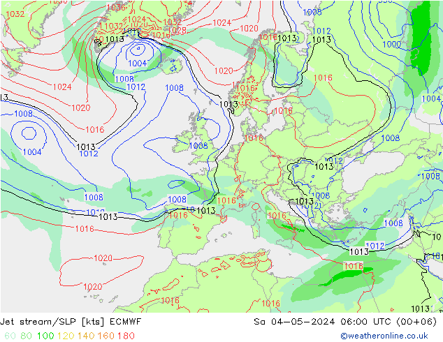 Polarjet/Bodendruck ECMWF Sa 04.05.2024 06 UTC