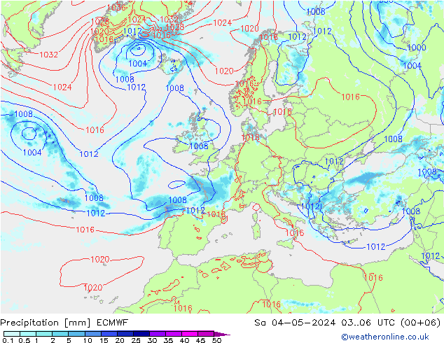Niederschlag ECMWF Sa 04.05.2024 06 UTC
