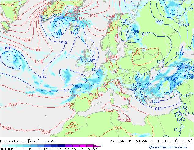 Niederschlag ECMWF Sa 04.05.2024 12 UTC