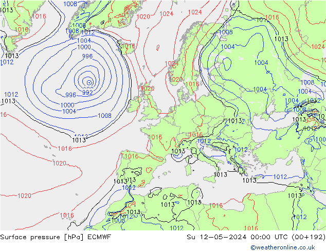 pression de l'air ECMWF dim 12.05.2024 00 UTC