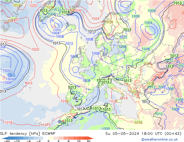Drucktendenz ECMWF So 05.05.2024 18 UTC