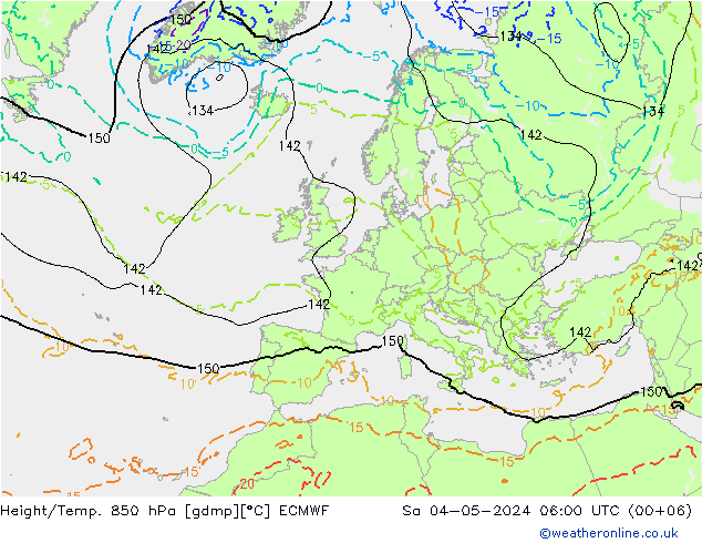 Height/Temp. 850 hPa ECMWF Sa 04.05.2024 06 UTC