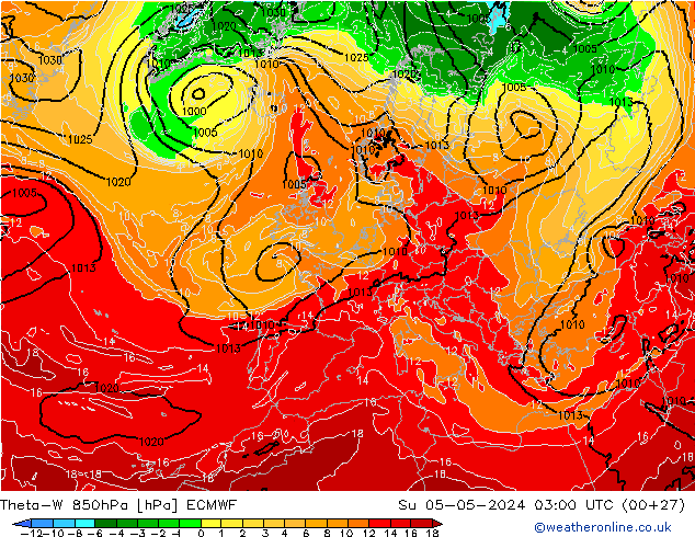 Theta-W 850hPa ECMWF Su 05.05.2024 03 UTC