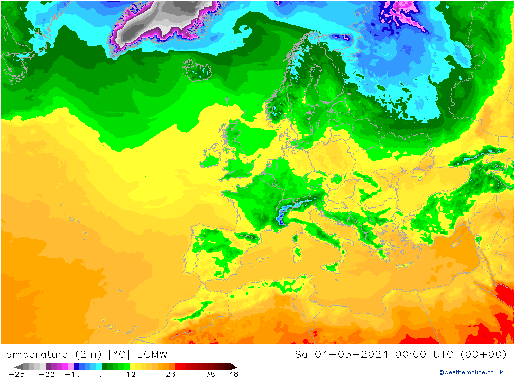 карта температуры ECMWF сб 04.05.2024 00 UTC