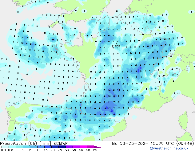 Z500/Rain (+SLP)/Z850 ECMWF  06.05.2024 00 UTC