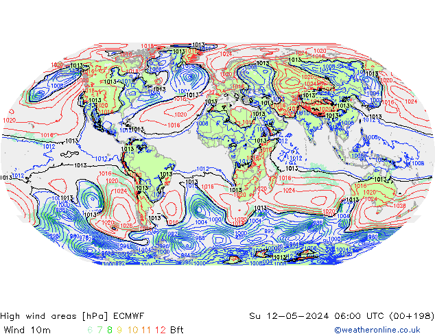 High wind areas ECMWF dom 12.05.2024 06 UTC