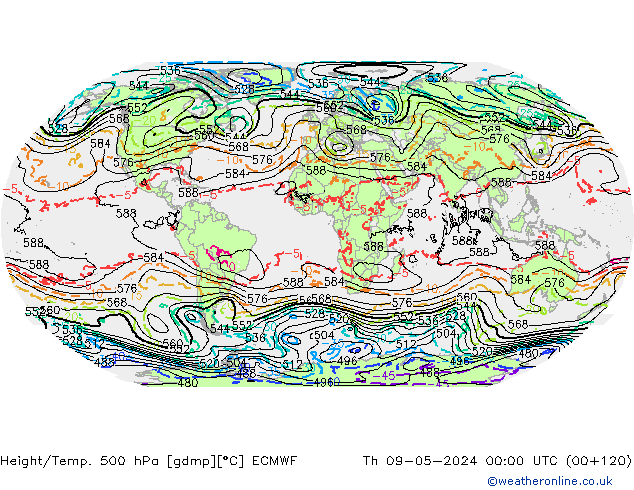 Z500/Rain (+SLP)/Z850 ECMWF ��� 09.05.2024 00 UTC