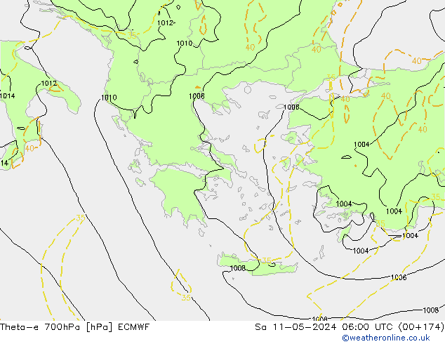 Theta-e 700hPa ECMWF  11.05.2024 06 UTC