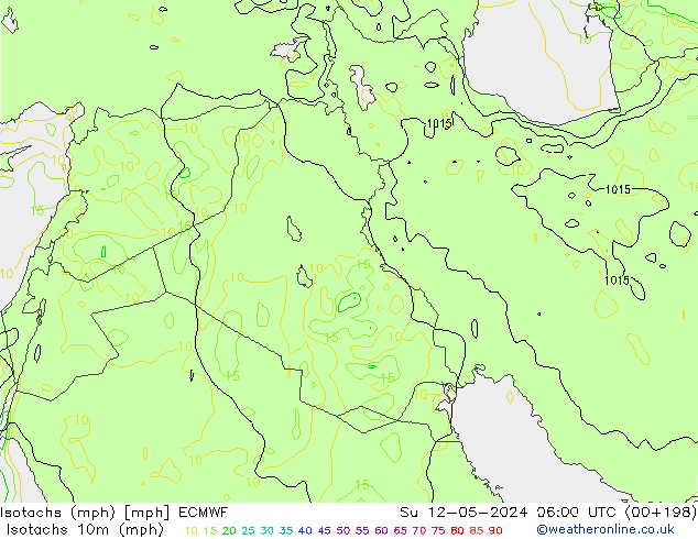 Izotacha (mph) ECMWF nie. 12.05.2024 06 UTC