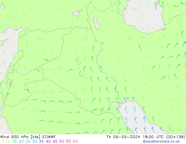 ветер 950 гПа ECMWF чт 09.05.2024 18 UTC