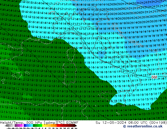 Z500/Rain (+SLP)/Z850 ECMWF Su 12.05.2024 06 UTC