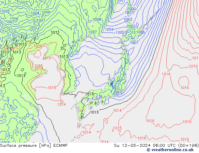 Pressione al suolo ECMWF dom 12.05.2024 06 UTC