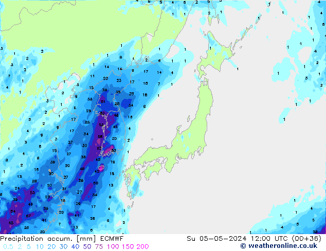 Precipitation accum. ECMWF Su 05.05.2024 12 UTC