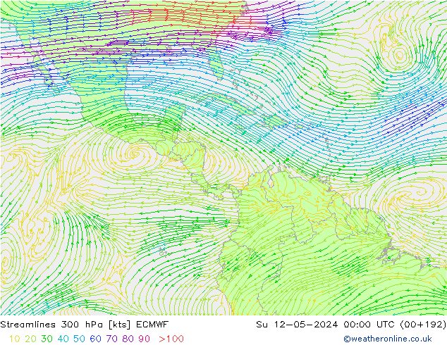 Linea di flusso 300 hPa ECMWF dom 12.05.2024 00 UTC