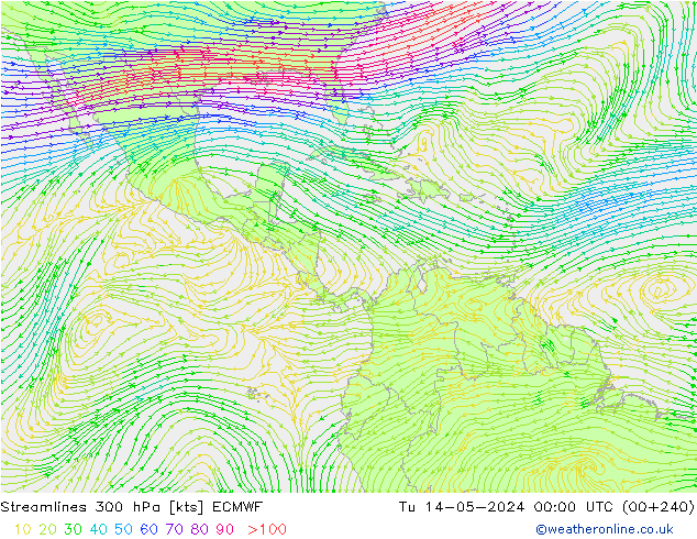 Rüzgar 300 hPa ECMWF Sa 14.05.2024 00 UTC