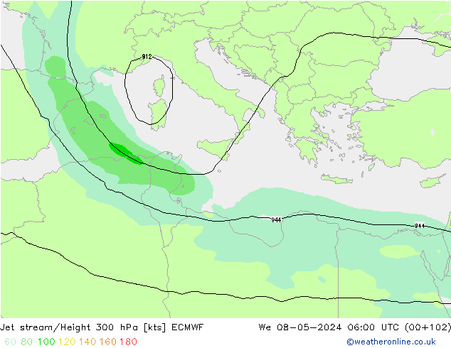 Courant-jet ECMWF mer 08.05.2024 06 UTC