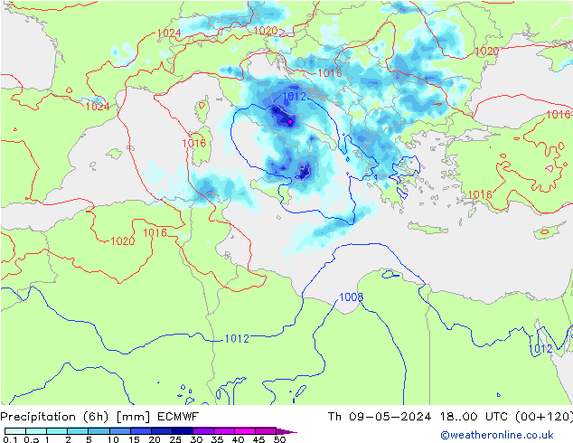 Z500/Yağmur (+YB)/Z850 ECMWF Per 09.05.2024 00 UTC