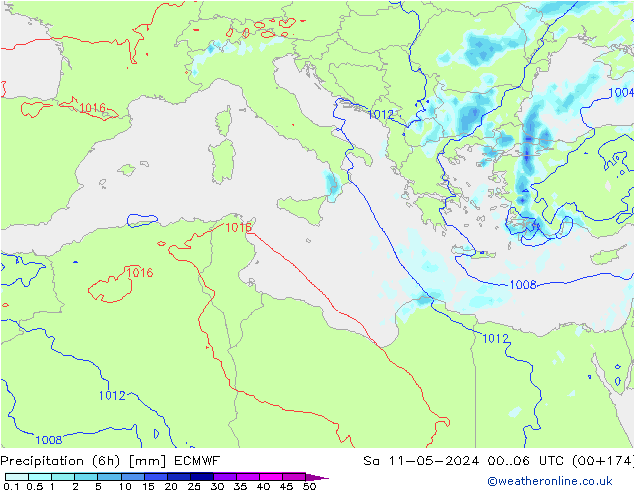 Precipitation (6h) ECMWF So 11.05.2024 06 UTC