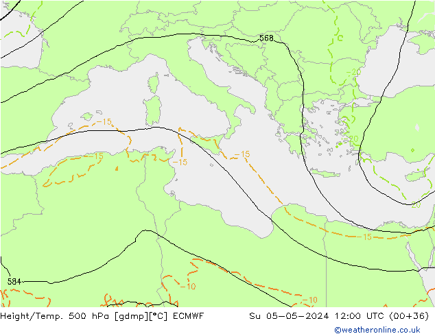 Z500/Rain (+SLP)/Z850 ECMWF  05.05.2024 12 UTC